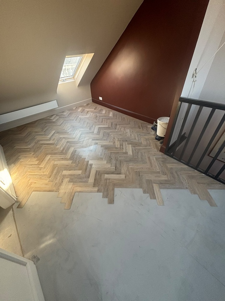 Bristol loft conversion Herringbone LVT during installation(1)